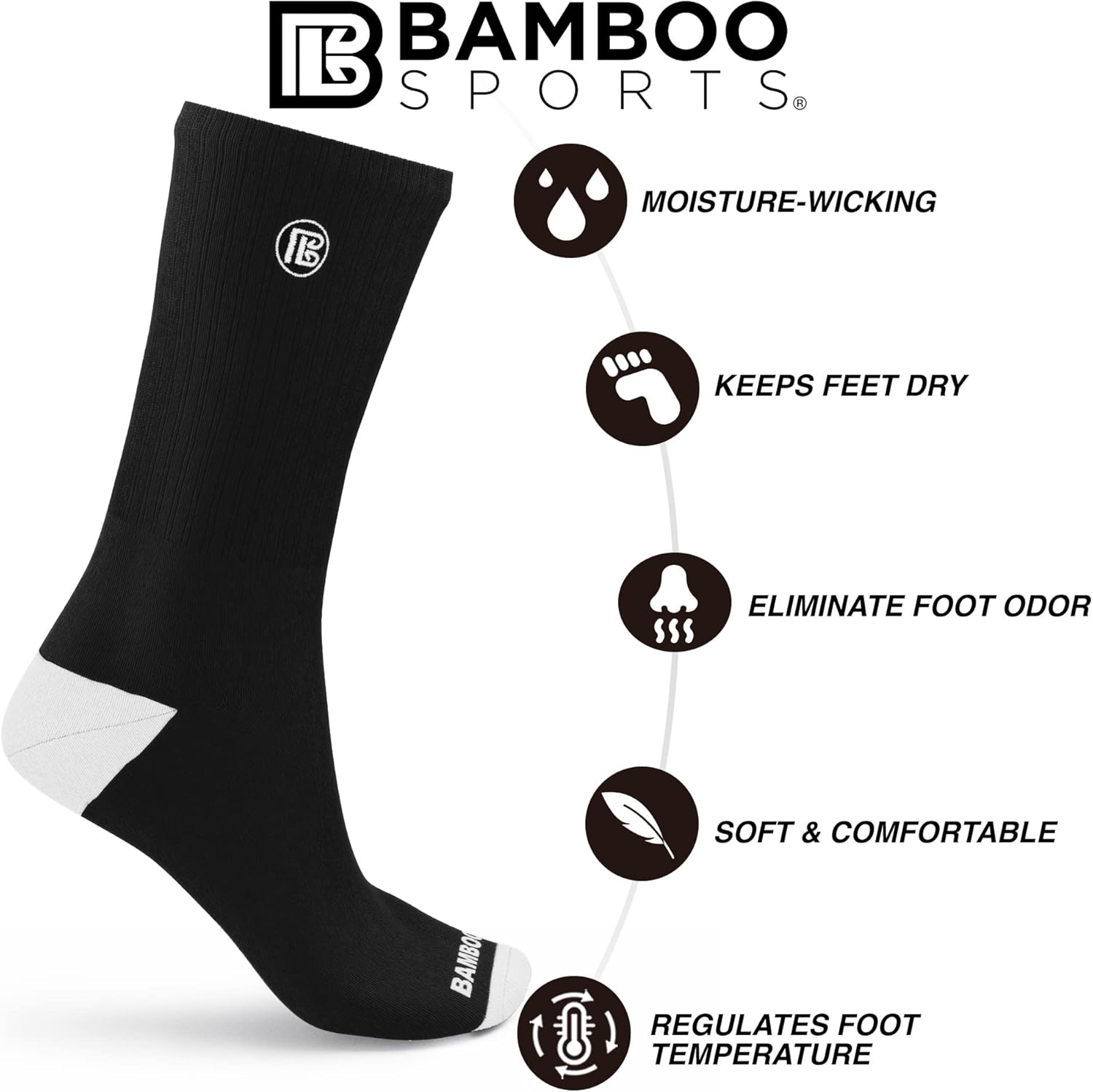 Comfortable Bamboo Rayon Crew Socks