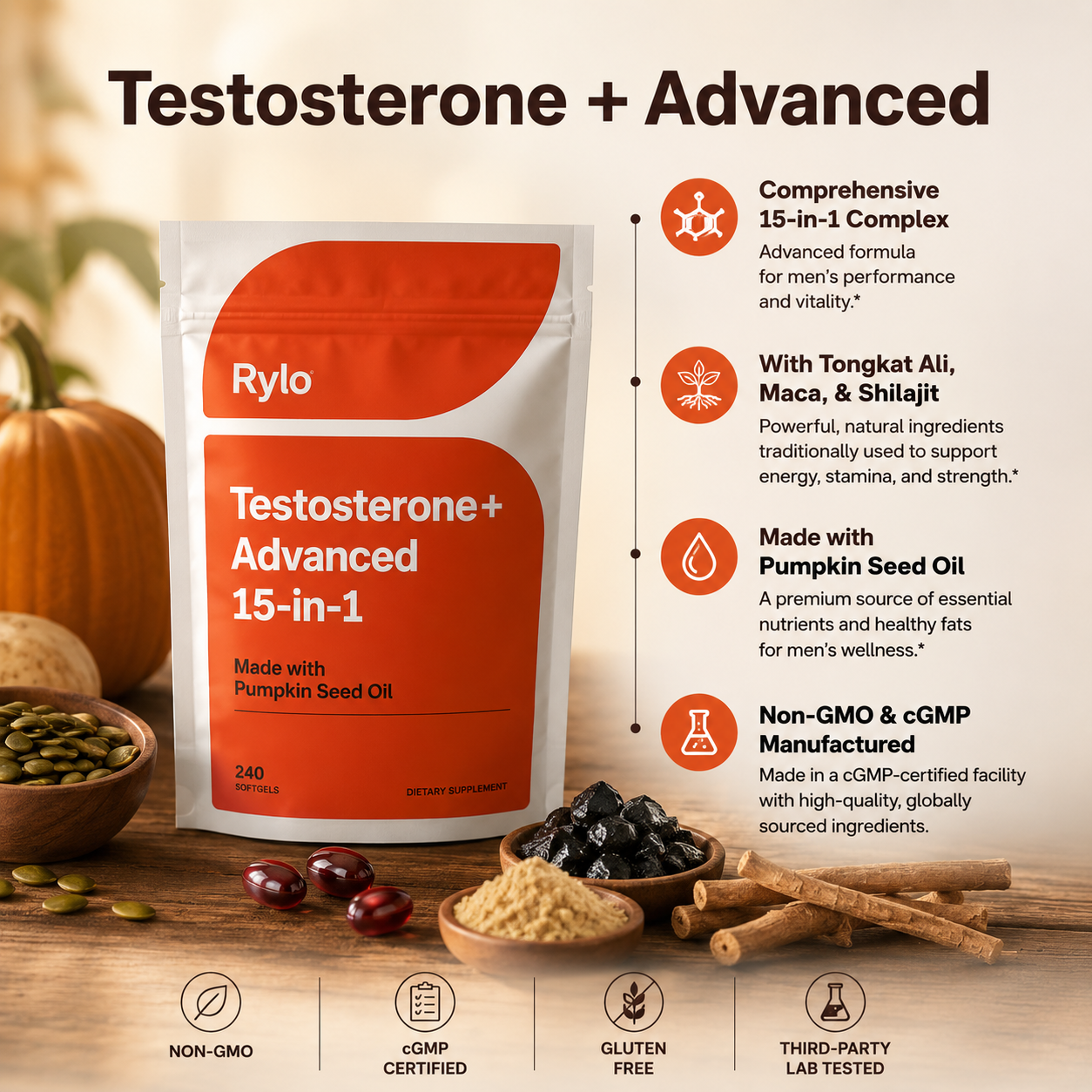 Rylo Testosterone+ Advanced 240 Softgels